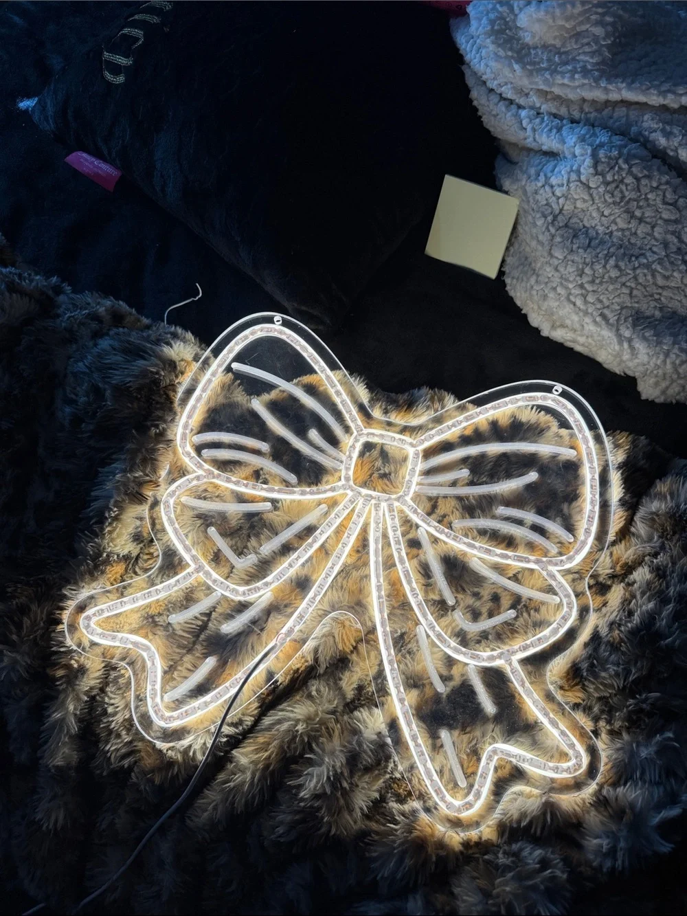 Clear Acrylic Bow LED Wall Light with Pink Detail